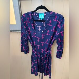 Escapada Navy and Pink belted dress